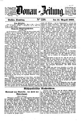 Donau-Zeitung Samstag 11. August 1860