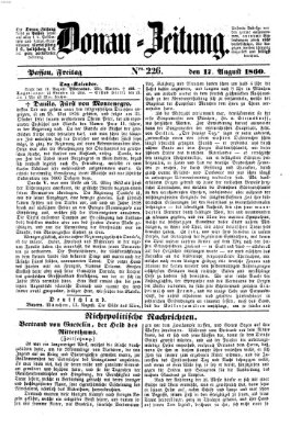 Donau-Zeitung Freitag 17. August 1860