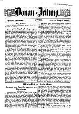 Donau-Zeitung Mittwoch 22. August 1860