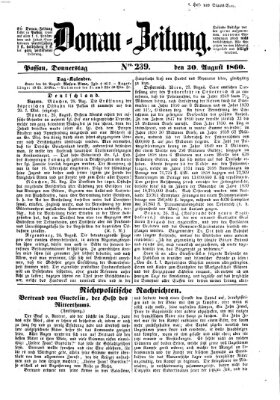 Donau-Zeitung Donnerstag 30. August 1860