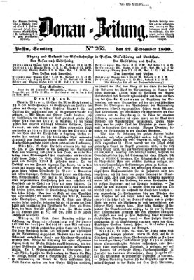 Donau-Zeitung Samstag 22. September 1860