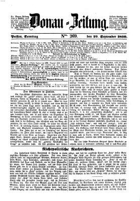 Donau-Zeitung Samstag 29. September 1860