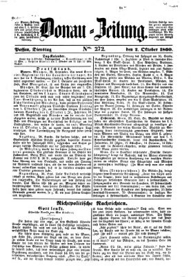 Donau-Zeitung Dienstag 2. Oktober 1860