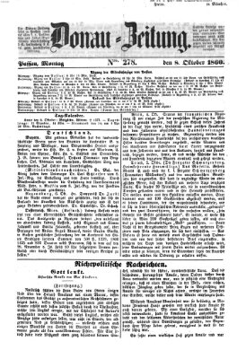 Donau-Zeitung Montag 8. Oktober 1860