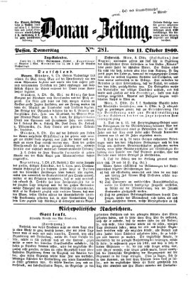 Donau-Zeitung Donnerstag 11. Oktober 1860