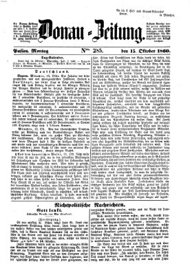 Donau-Zeitung Montag 15. Oktober 1860