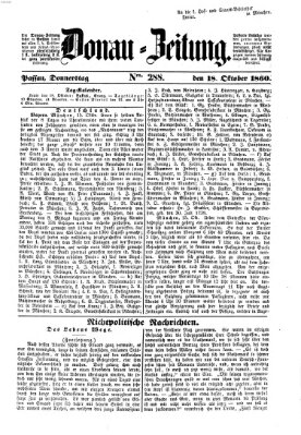 Donau-Zeitung Donnerstag 18. Oktober 1860