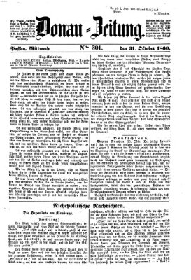 Donau-Zeitung Mittwoch 31. Oktober 1860