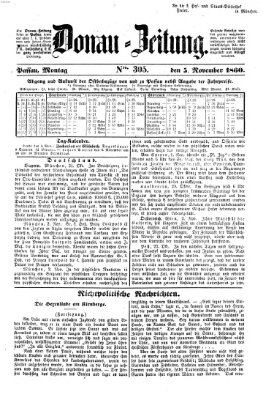 Donau-Zeitung Montag 5. November 1860