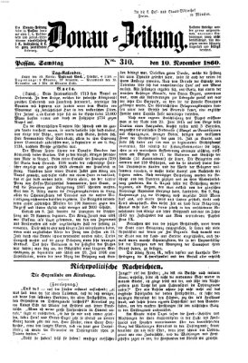 Donau-Zeitung Samstag 10. November 1860