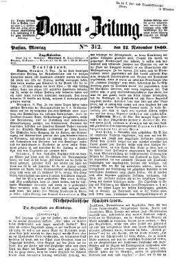 Donau-Zeitung Montag 12. November 1860