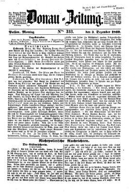 Donau-Zeitung Montag 3. Dezember 1860