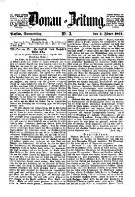 Donau-Zeitung Donnerstag 3. Januar 1861