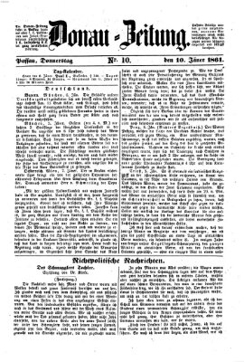 Donau-Zeitung Donnerstag 10. Januar 1861