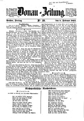 Donau-Zeitung Freitag 8. Februar 1861