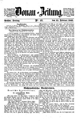 Donau-Zeitung Freitag 15. Februar 1861