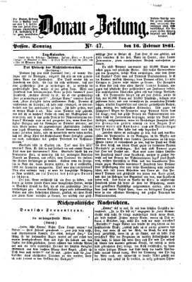 Donau-Zeitung Samstag 16. Februar 1861