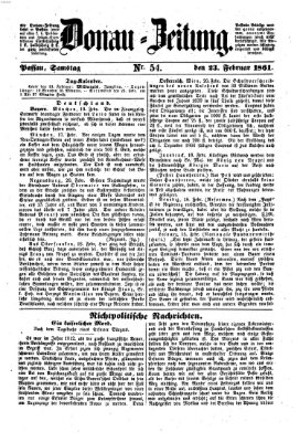 Donau-Zeitung Samstag 23. Februar 1861