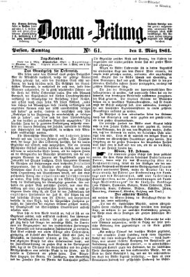 Donau-Zeitung Samstag 2. März 1861