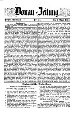 Donau-Zeitung Mittwoch 3. April 1861