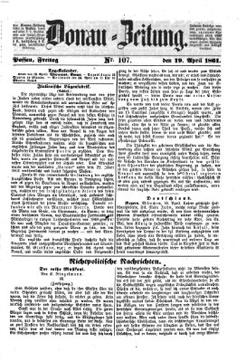 Donau-Zeitung Freitag 19. April 1861