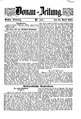 Donau-Zeitung Dienstag 23. April 1861