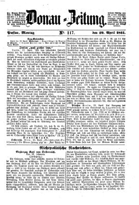 Donau-Zeitung Montag 29. April 1861