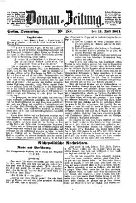 Donau-Zeitung Donnerstag 11. Juli 1861