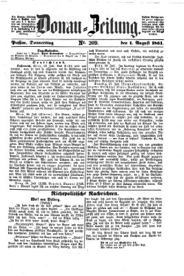 Donau-Zeitung Donnerstag 1. August 1861