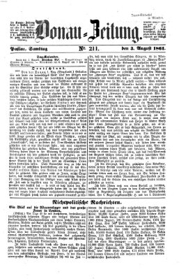 Donau-Zeitung Samstag 3. August 1861