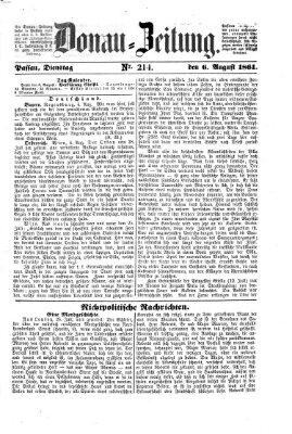 Donau-Zeitung Dienstag 6. August 1861