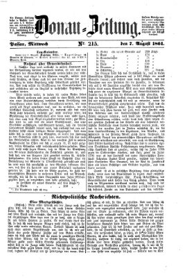 Donau-Zeitung Mittwoch 7. August 1861