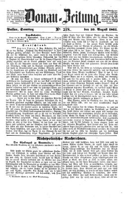 Donau-Zeitung Samstag 10. August 1861