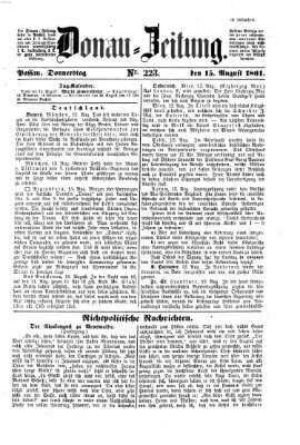 Donau-Zeitung Donnerstag 15. August 1861