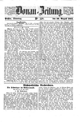 Donau-Zeitung Dienstag 20. August 1861