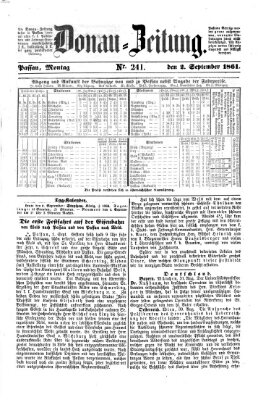 Donau-Zeitung Montag 2. September 1861