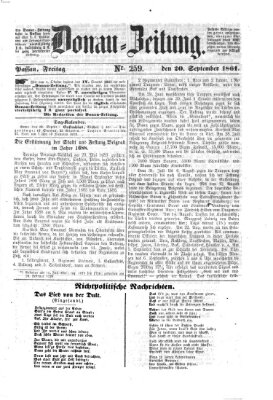 Donau-Zeitung Freitag 20. September 1861