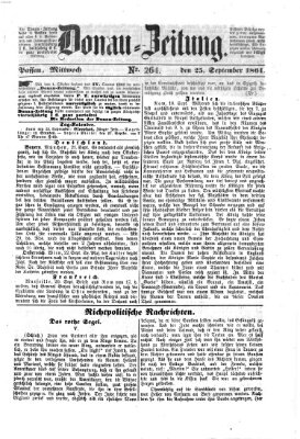 Donau-Zeitung Mittwoch 25. September 1861