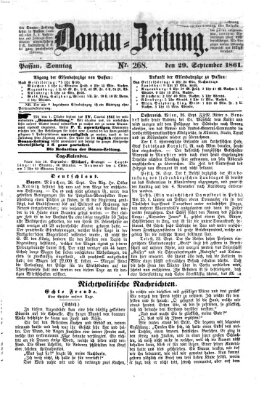 Donau-Zeitung Sonntag 29. September 1861