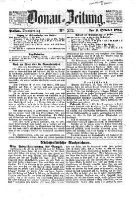 Donau-Zeitung Donnerstag 3. Oktober 1861