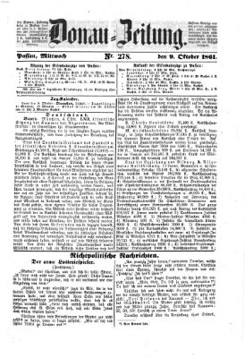 Donau-Zeitung Mittwoch 9. Oktober 1861