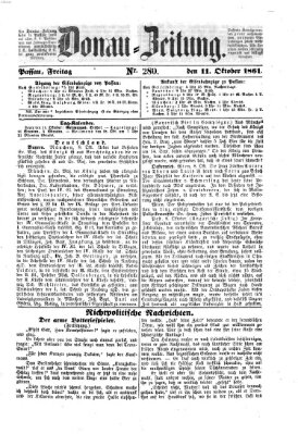 Donau-Zeitung Freitag 11. Oktober 1861