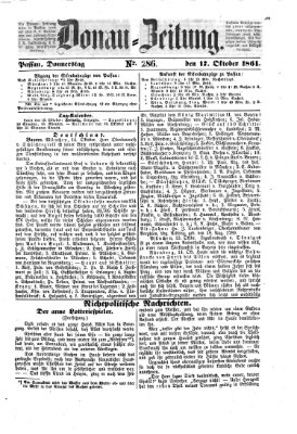 Donau-Zeitung Donnerstag 17. Oktober 1861