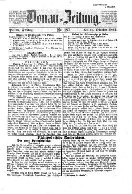 Donau-Zeitung Freitag 18. Oktober 1861