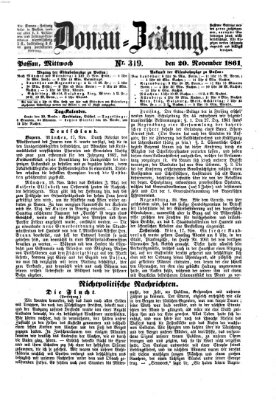 Donau-Zeitung Mittwoch 20. November 1861