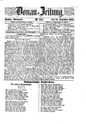 Donau-Zeitung Mittwoch 18. Dezember 1861