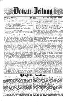 Donau-Zeitung Montag 23. Dezember 1861