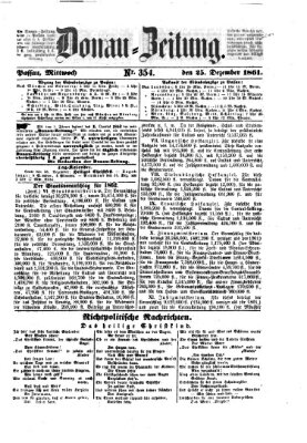 Donau-Zeitung Mittwoch 25. Dezember 1861