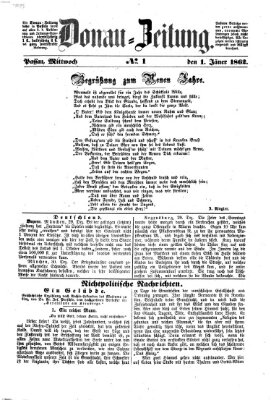Donau-Zeitung Mittwoch 1. Januar 1862