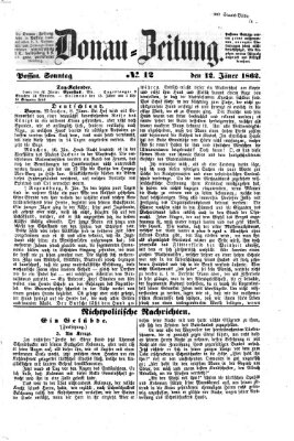 Donau-Zeitung Sonntag 12. Januar 1862